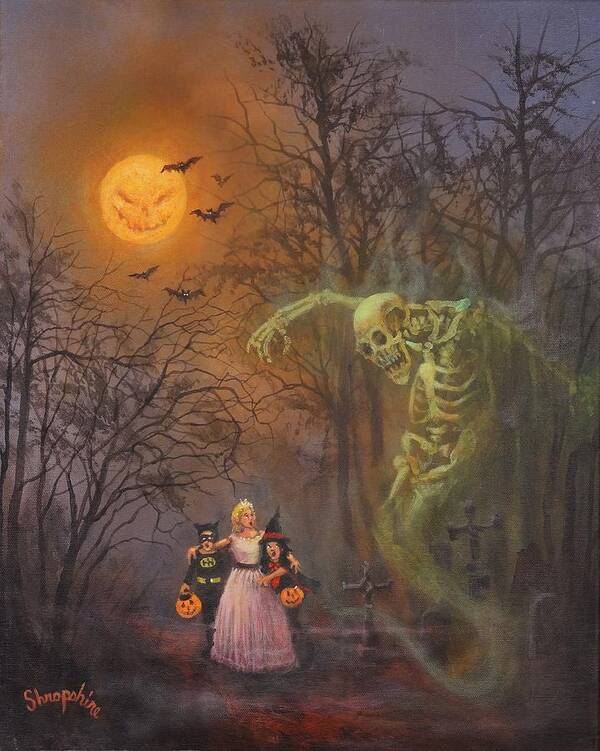 Halloween Poster featuring the painting Halloween Spook by Tom Shropshire