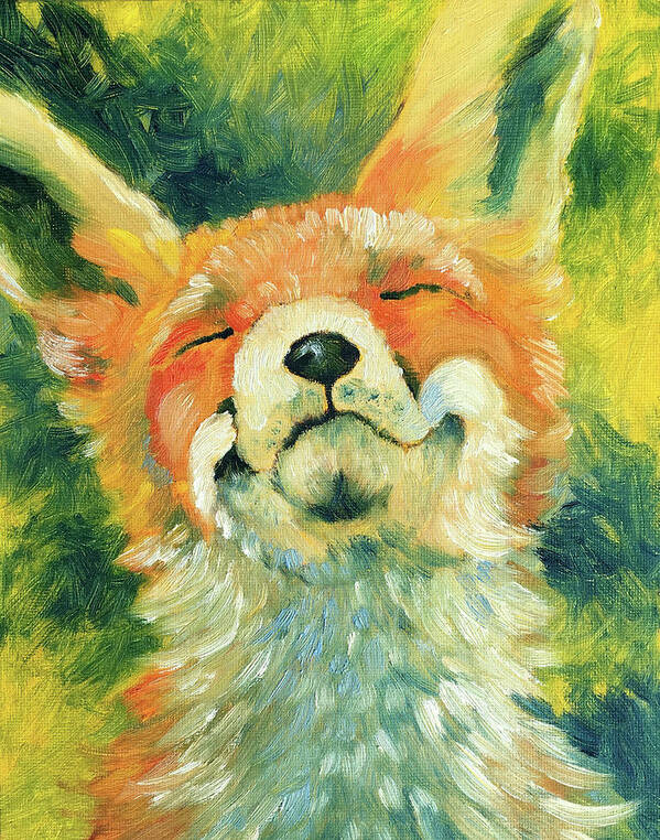 Fox Poster featuring the painting Happy Fox by AnneMarie Welsh