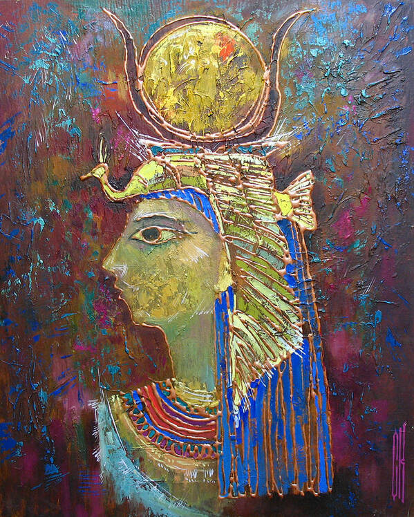 Hathor Poster featuring the painting Hathor. Goddess of Egypt by Valentina Kondrashova