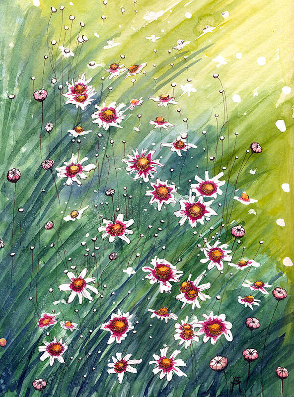 Perennial Flowers Poster featuring the painting Coreopsis by Katherine Miller