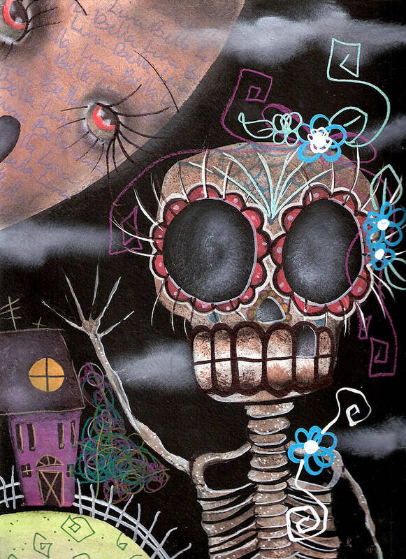 Day Of The Dead Poster featuring the painting HI by Abril Andrade