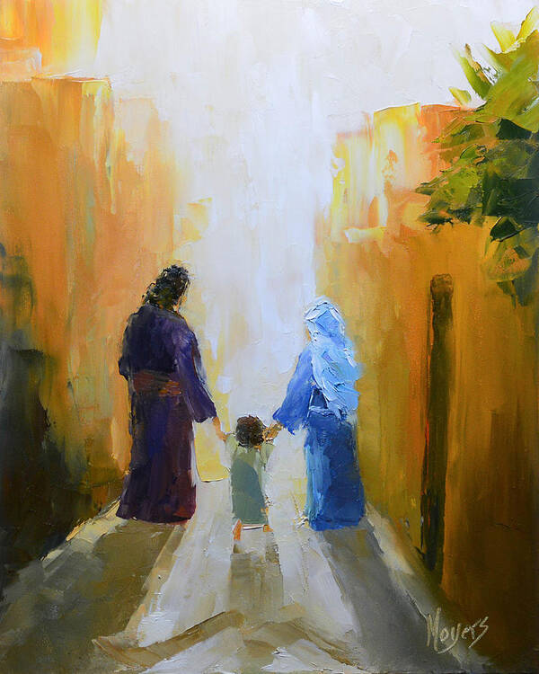 Christmas Poster featuring the painting Holy Family by Mike Moyers