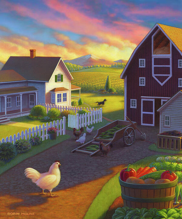 Farm Scene Poster featuring the painting Home on the Farm by Robin Moline