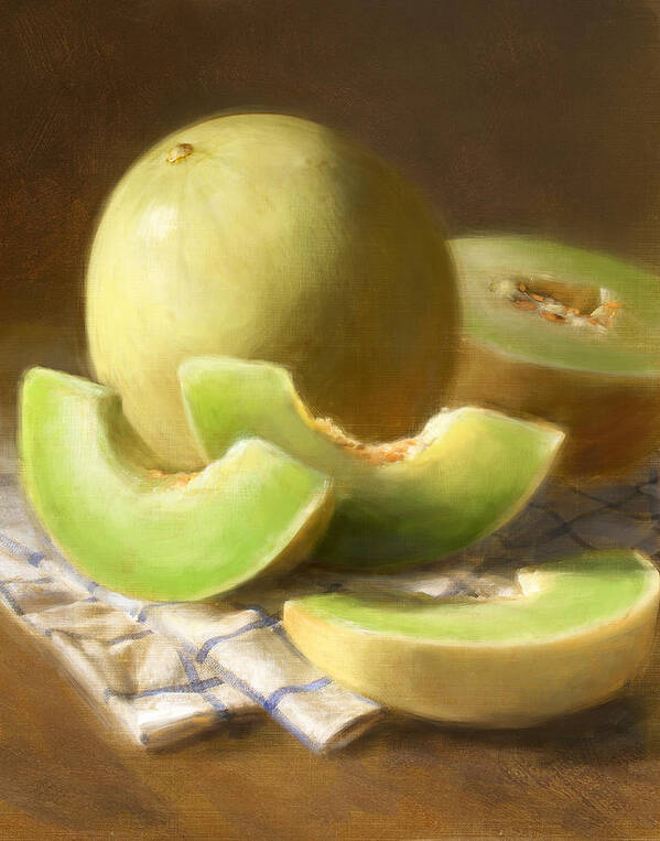 Honeydew Poster featuring the painting Honeydew Melons by Robert Papp