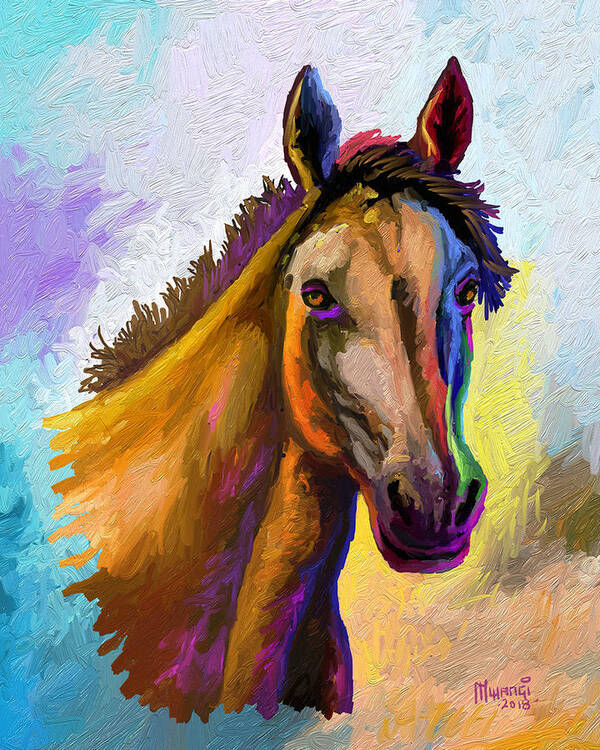 Horse Poster featuring the painting Horse Head by Anthony Mwangi