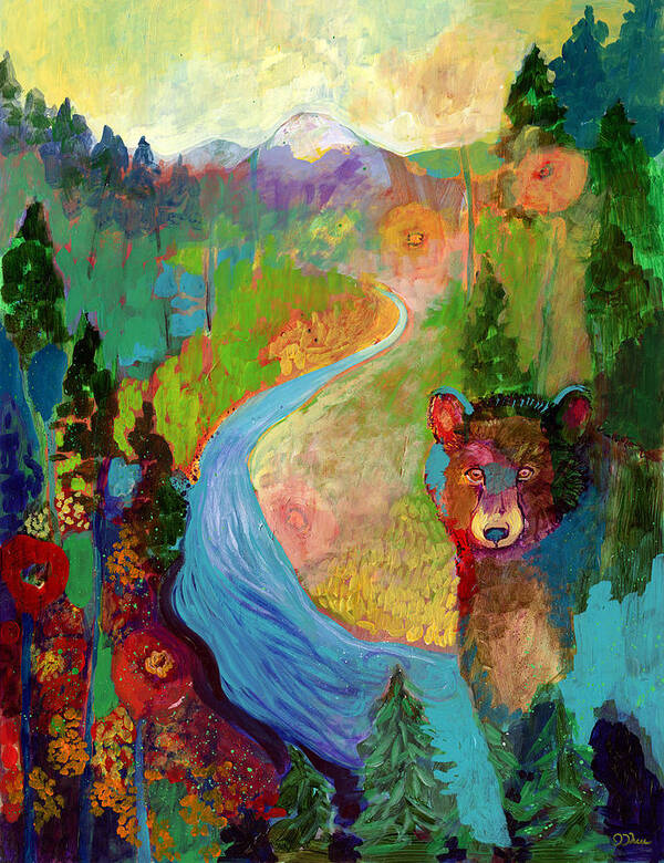 Bear Poster featuring the painting I Am The Mountain Stream by Jennifer Lommers