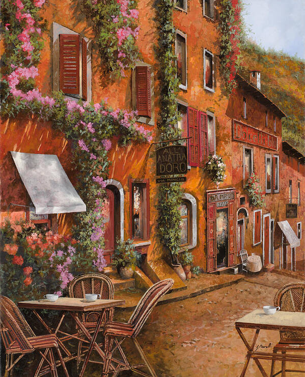 Cityscape Poster featuring the painting Il Bar Sulla Discesa by Guido Borelli