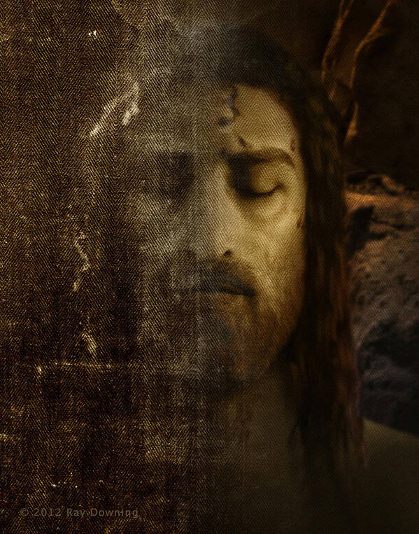 Jesus Poster featuring the digital art Jesus and Shroud by Ray Downing