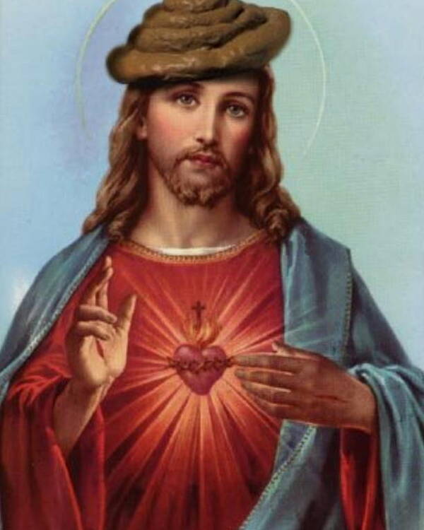 Jesus Poster featuring the digital art Jesus In A Poop Hat by Ryan Almighty