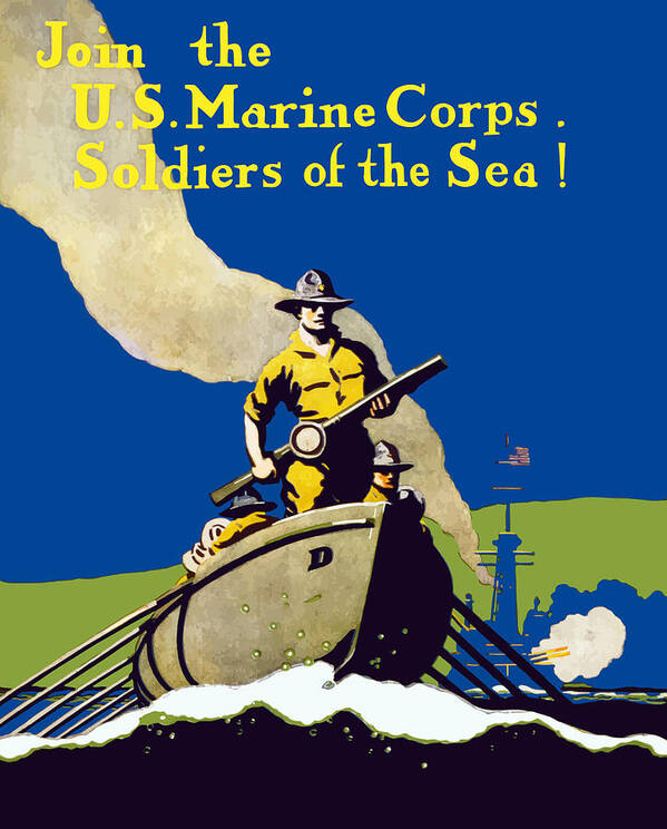 Marines Poster featuring the painting Join The US Marines Corps by War Is Hell Store
