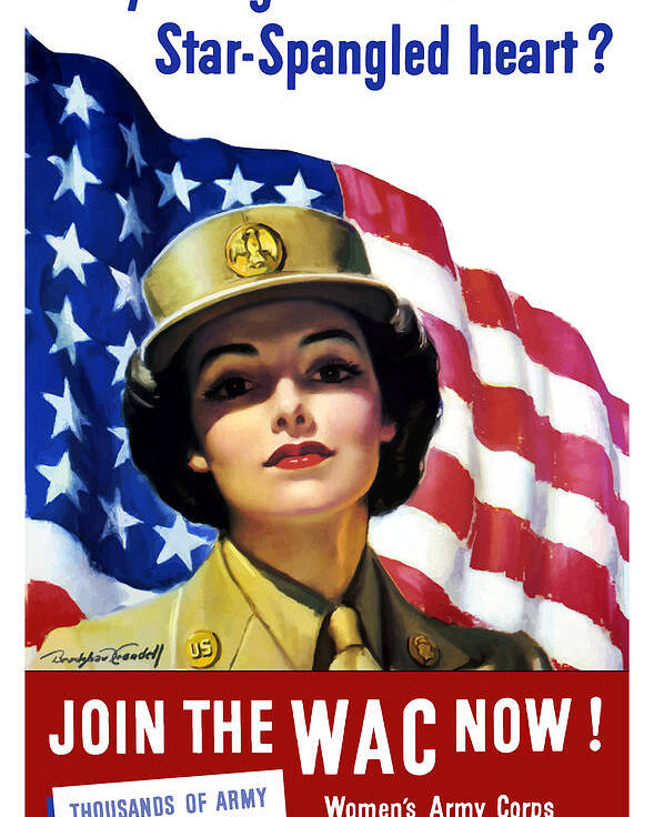 Wac Poster featuring the painting Join The WAC Now - World War Two by War Is Hell Store