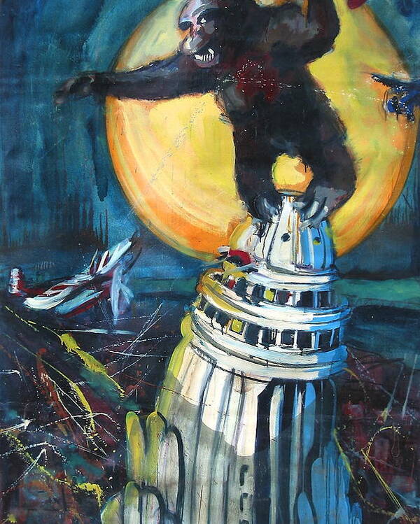 Movies Poster featuring the painting King Kong by Les Leffingwell