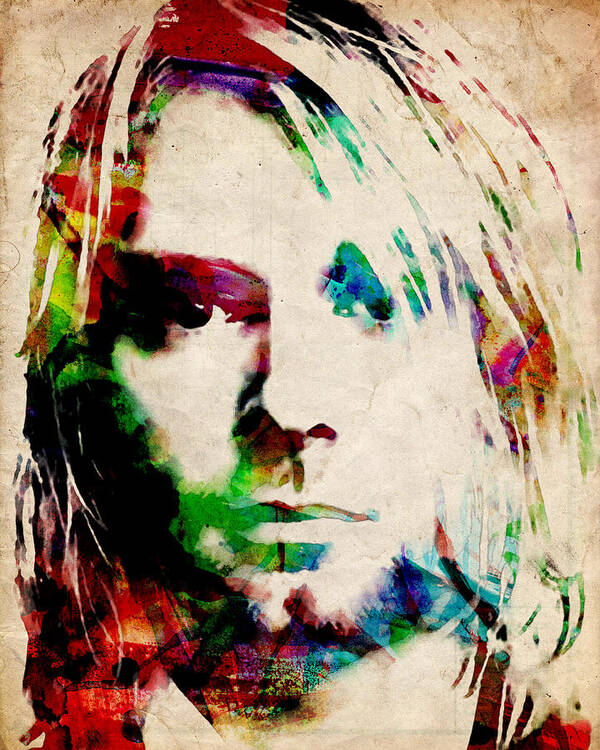 Kurt Cobain Poster featuring the painting Kurt Cobain Urban Watercolor by Michael Tompsett