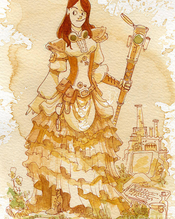Steampunk Poster featuring the painting Lady Codex by Brian Kesinger