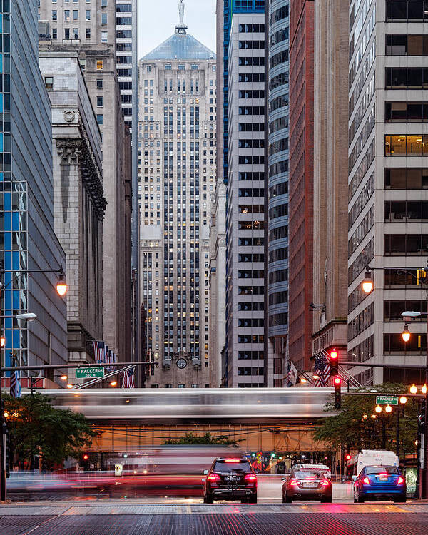 Lasalle Street Canyon With Chicago Board Of Trade Building At The South Side Ii Chicago Illinois Poster