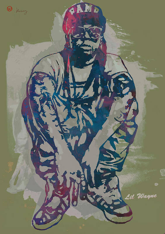 Dwayne Michael Carter Poster featuring the drawing Lil Wayne Pop Stylised Art Poster by Kim Wang