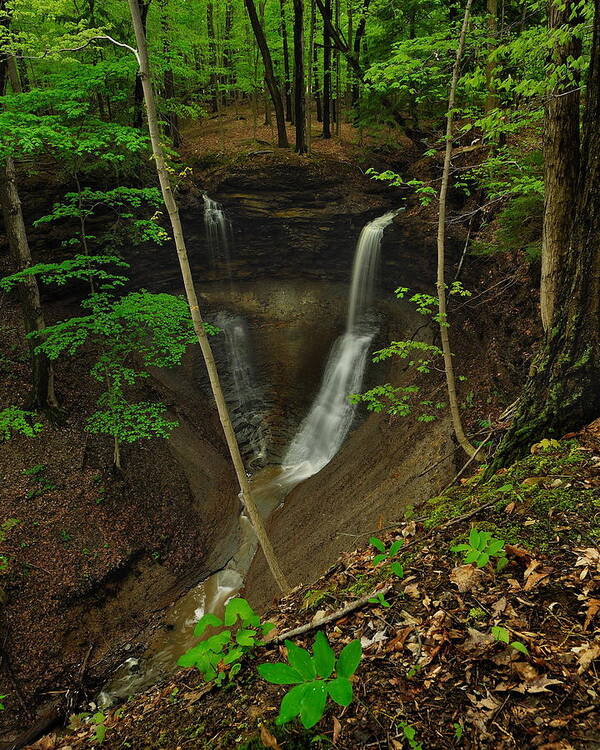 Landscape Nature Waterfall Spring Green Ohio cuyahoga Valley National Park walton Hills linda Falls Poster featuring the photograph Linda Falls by Jeff Burcher