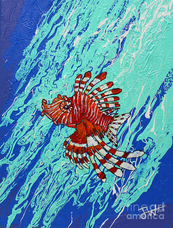 Lionfish Poster featuring the painting Lion Chief by Jerome Wilson