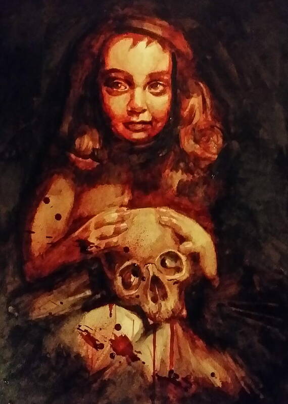 Child Poster featuring the painting Little Girl With A Skull by Ryan Almighty