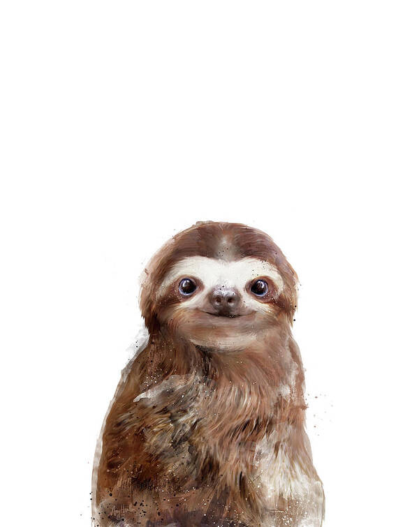 Sloth Poster featuring the painting Little Sloth by Amy Hamilton