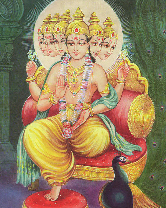 Lord Kartikeya, Hindu God, Murugan, Miniature Paintings of India ...