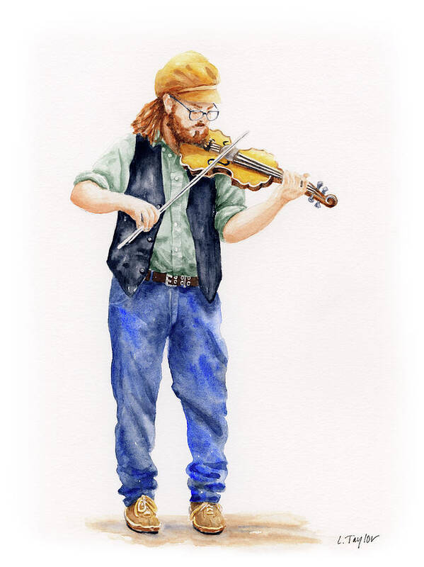Musician Poster featuring the painting Main Street Minstrel 1 by Lori Taylor