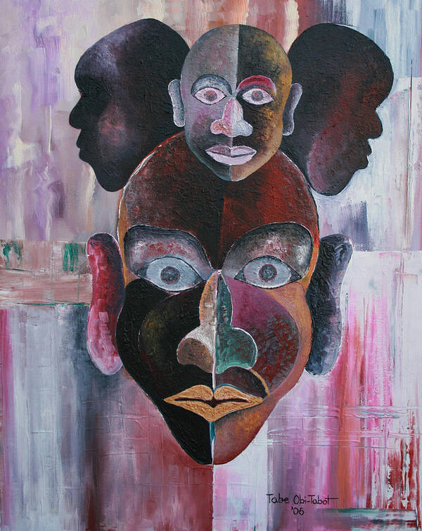 Male Mask Poster featuring the painting Male Mask by Obi-Tabot Tabe