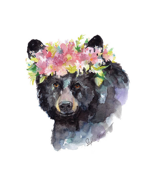 Bear Poster featuring the painting Mama Bear by Stephie Jones