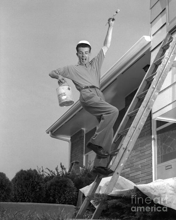 1960s Poster featuring the photograph Man Falling Off Ladder by H. Armstrong Roberts/ClassicStock