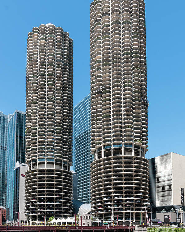 Chicago Poster featuring the photograph Marina City by David Levin