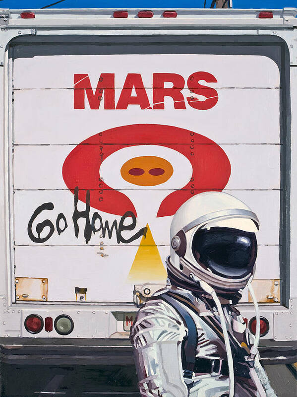 Astronaut Poster featuring the painting Mars Go Home by Scott Listfield