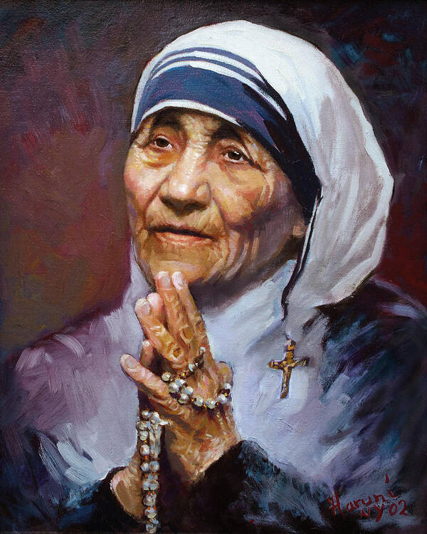 Mother Teresa Artwork Poster featuring the painting Mother Teresa by Ylli Haruni