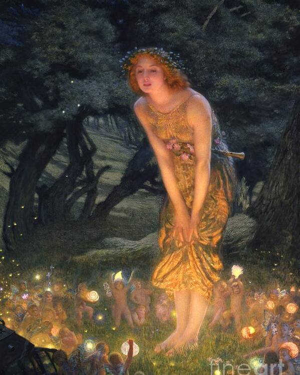 Pre Raphaelite Poster featuring the painting Midsummer Eve by Edward Robert Hughes