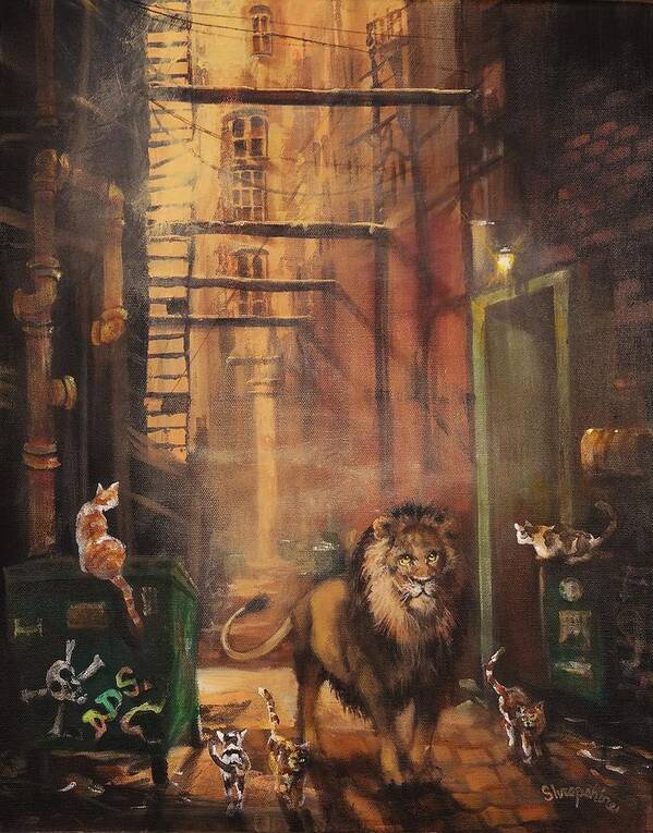 Milwaukee Lion Poster featuring the painting Milwaukee Lion by Tom Shropshire