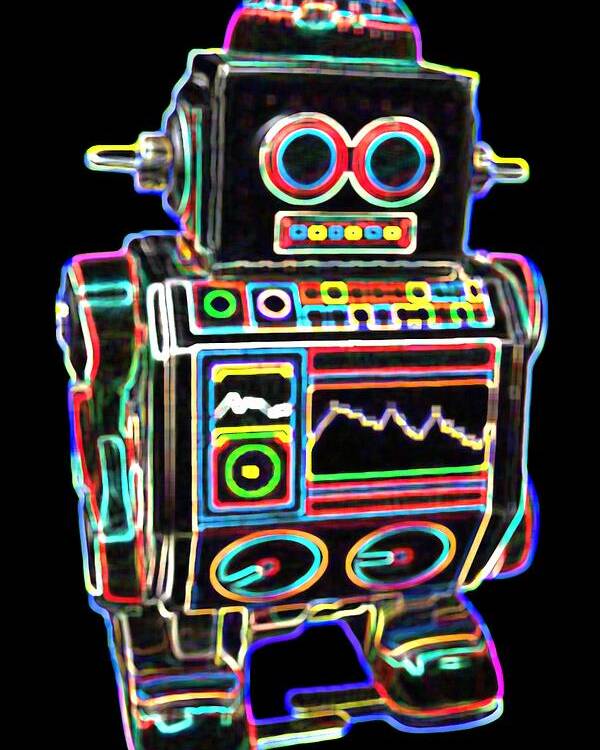 Robot Poster featuring the digital art Mini D Robot by DB Artist