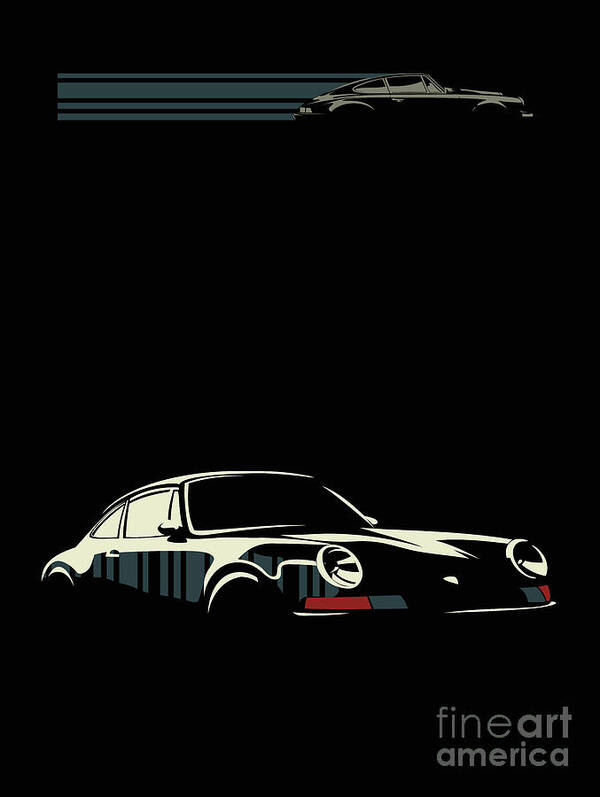 Porsche Poster featuring the digital art Minimalist Porsche by Sassan Filsoof