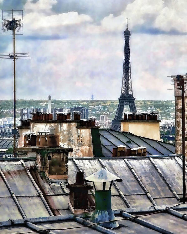Cityscape Poster featuring the photograph Montmartre Rooftop by Jim Hill
