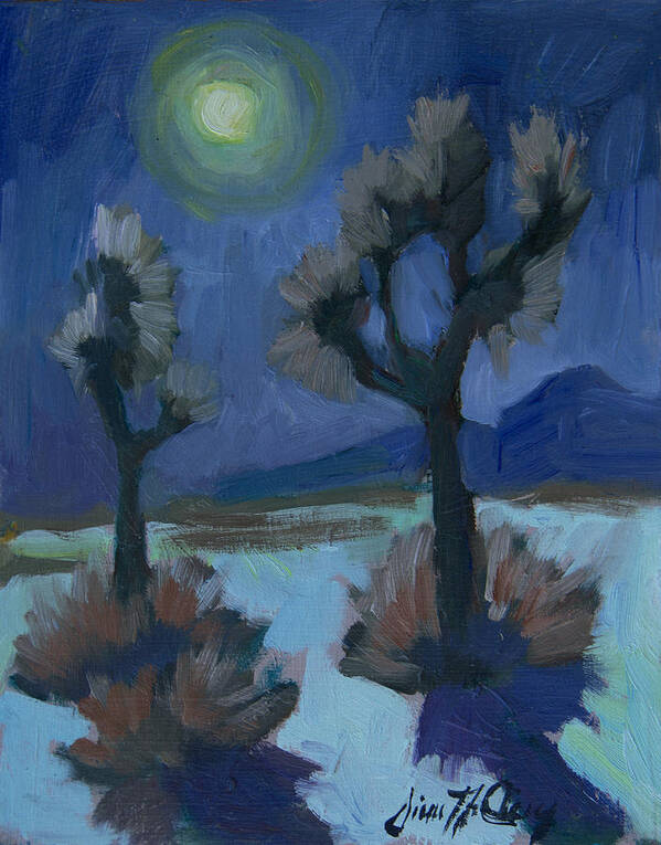 Palm Springs Poster featuring the painting Moonlight and Joshua Tree by Diane McClary