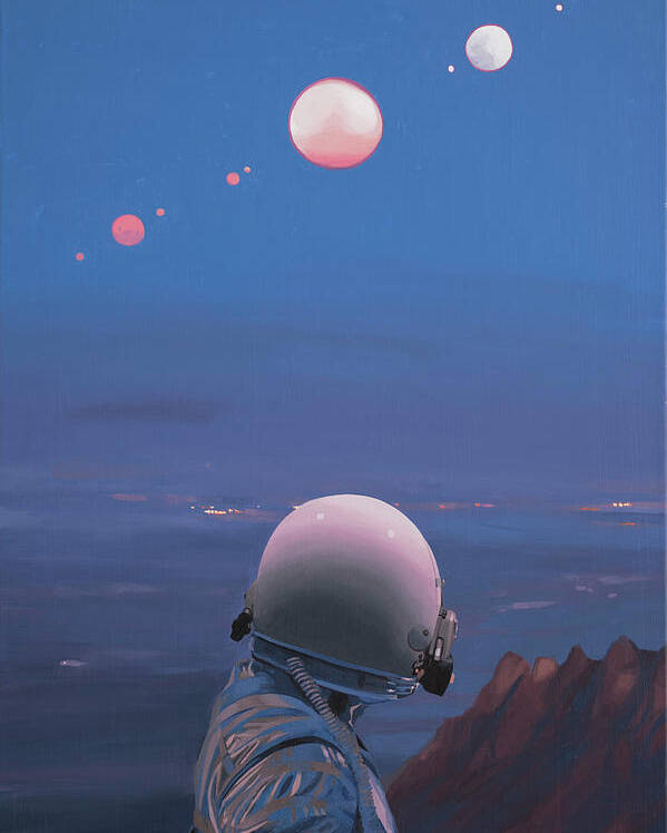 Astronaut Poster featuring the painting Moons by Scott Listfield