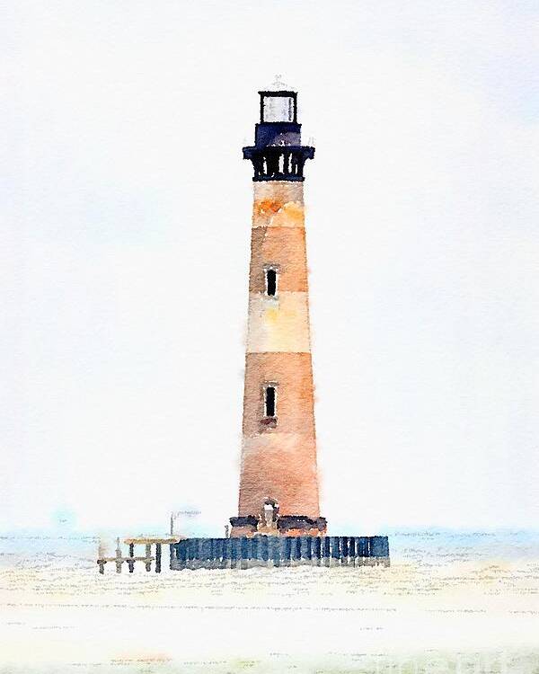 Morris Island Lighthouse Poster featuring the photograph Morris Island Lighthouse Watercolor by Dale Powell