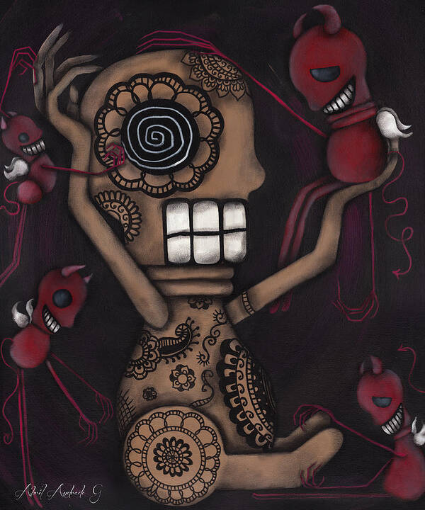 Day Of The Dead Poster featuring the painting My Conscience by Abril Andrade