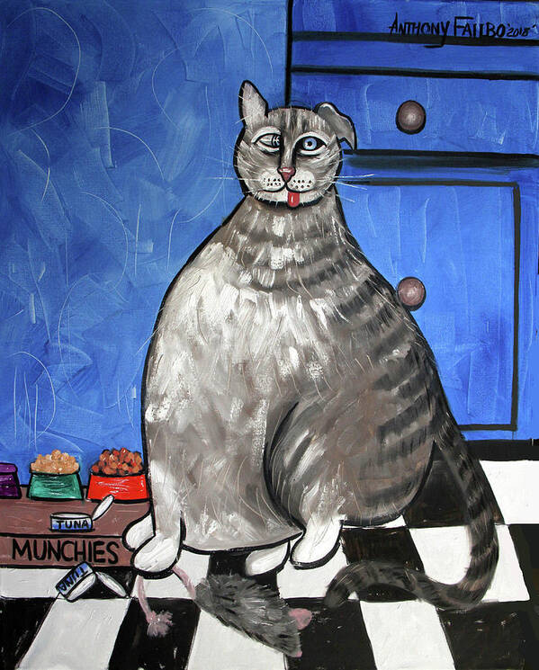  Abstract Poster featuring the painting My Fat Cat On Medical Catnip by Anthony Falbo