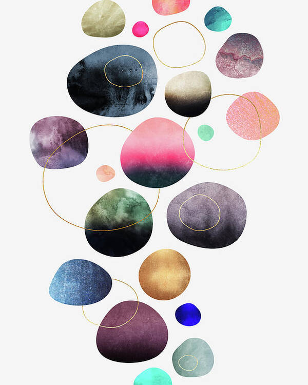 Graphic Poster featuring the digital art My Favorite Pebbles by Elisabeth Fredriksson