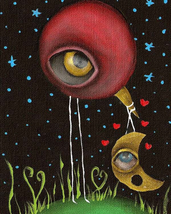 Bird Poster featuring the painting My Friend the Moon by Abril Andrade