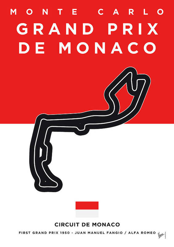De Poster featuring the digital art My Grand Prix De Monaco Minimal Poster by Chungkong Art
