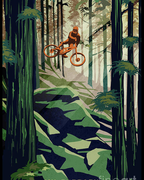 Mountain Bike Poster featuring the painting My Therapy by Sassan Filsoof