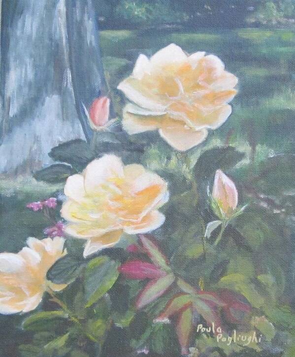 Roses Poster featuring the painting My Yellow Roses by Paula Pagliughi