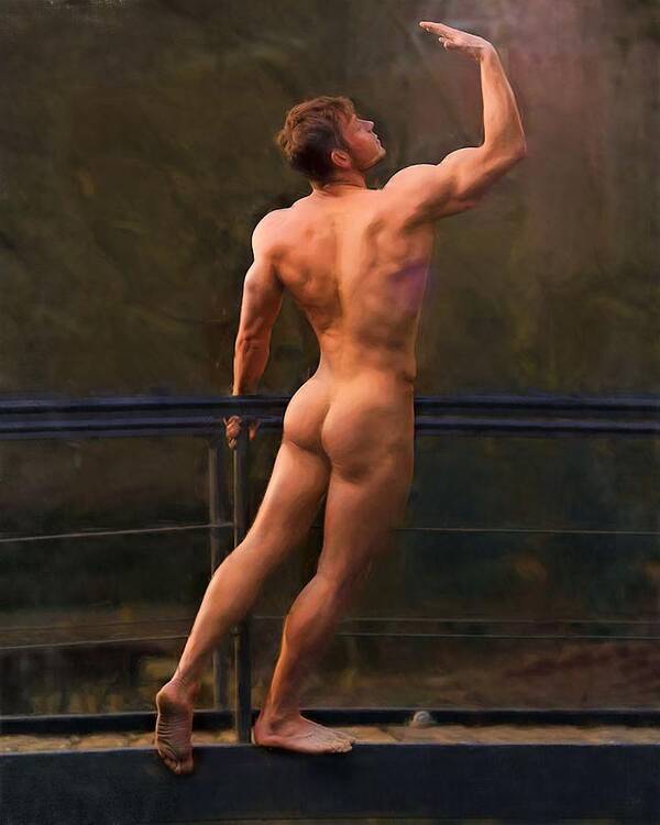 Troy Caperton Poster featuring the painting Naked on a Rail by Troy Caperton