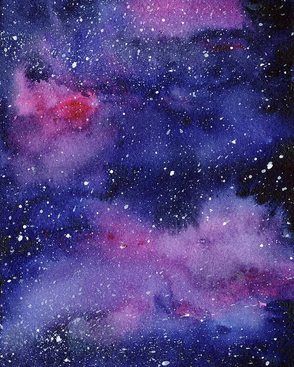Nebula Poster featuring the painting Nebula Watercolor Galaxy by Olga Shvartsur
