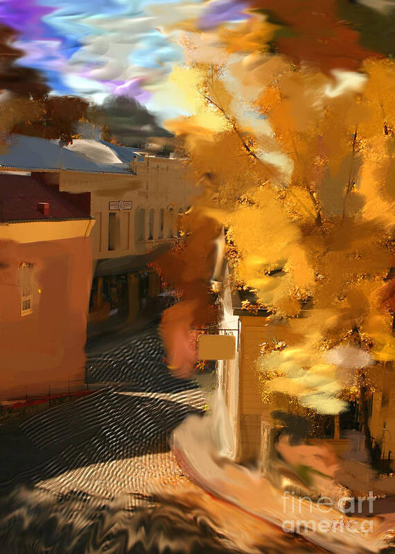 Nevada City Poster featuring the digital art Nevada City in Fall by Lisa Redfern